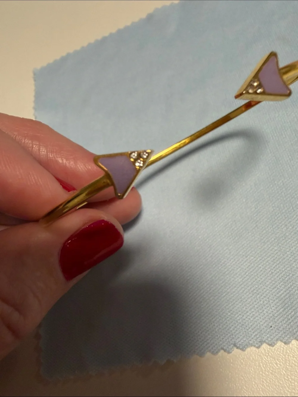 Brandy Pham “Lela Cuff” Gold-Tone Open Bangle with Purple Enamel Arrows
